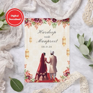 Editable Indian Wedding Invitation Template | Digital Download for Hindu, Punjabi, Gujarati, or Muslim Weddings