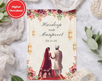 Editable Indian Wedding Invitation Template | Digital Download for Hindu, Punjabi, Gujarati, or Muslim Weddings