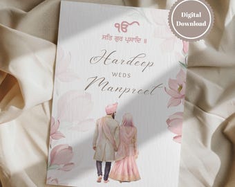 Pastel Pink Sikh Wedding Invitation Bundle: Anand Karaj, Jaggo (Digital Download)