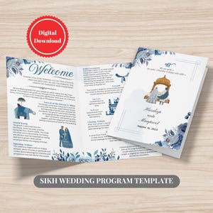 Sjabloon sikh-bruiloftsprogramma | Digitale download | Aanpasbare gids voor bruiloftsprogramma's in Punjabi | Perfect voor Anand Karaj-ceremonie