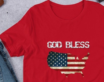God Bless America Shirt/Save America T Shirt/American Red White & Blue Flag/MAGA Trump Rally/Distressed American Flag