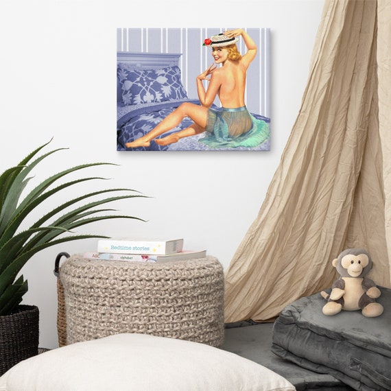 Vintage Pinup Girl in Bed Art/cute Blonde Pin up Girl Bare | Etsy
