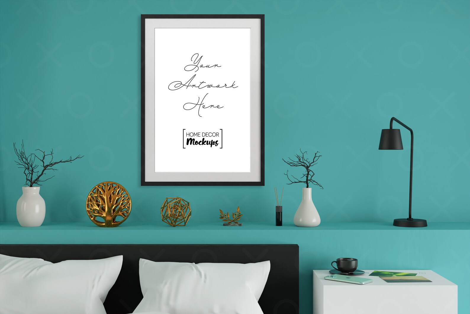 Download Wall Frame Bedroom Mockup Close Poster Frame Mockup | Etsy