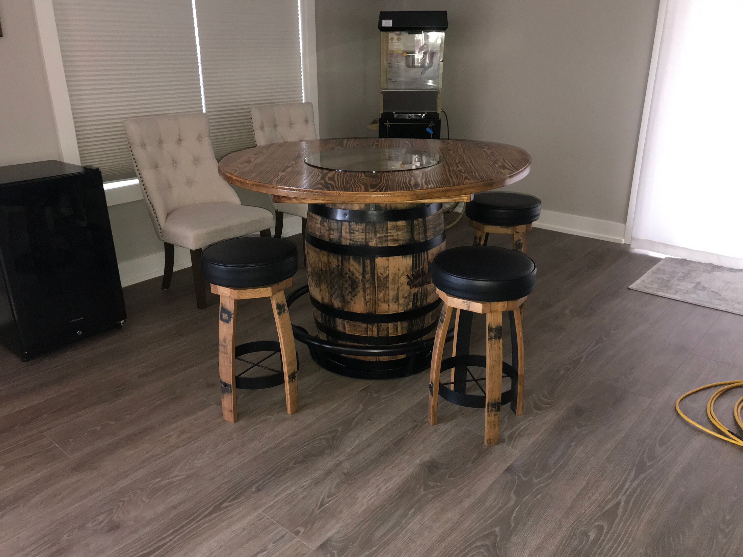 Bourbon barrel table and stools Etsy