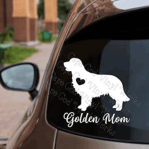 Golden Mom Vinyl Decal Car Decal Golden Retriever Sticker Cursive Script