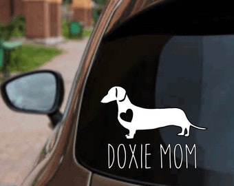 Dachshund Mom Vinyl Decal Sticker - 6x5.5 Inch White Gloss Dachsy Lover Decal