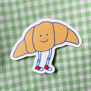 Sticker croissant mignon autocollant imperméable pour amateur de croissants autocollant mignon autocollant lavable au lave-vaisselle pour bouteille d'eau autocollant décor pour ordinateur portable