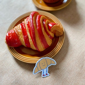 Cute Croissant Sticker Waterproof Sticker for Croissant Lover Cute Sticker Dishwasher Safe Sticker for Water Bottle Sticker Laptop Decor image 6