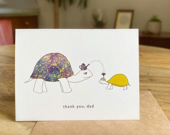 Cute Card for Dad Thank You Card For Father Birthday Card Turtle Cute Illustration Father Gift Idea for Dad