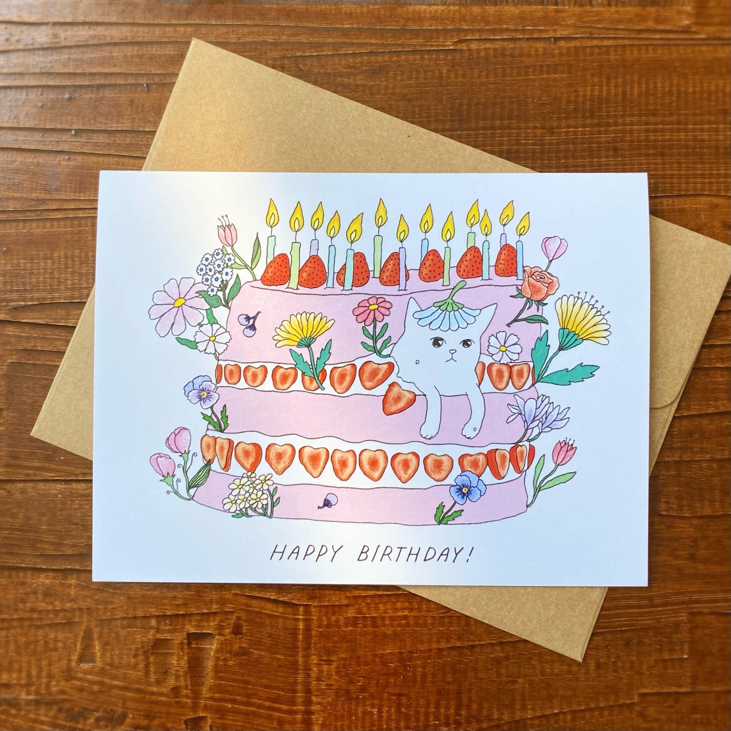 Cute Cat Birthday Card for Friend Birthday Card for Cat Lover - Etsy Canada