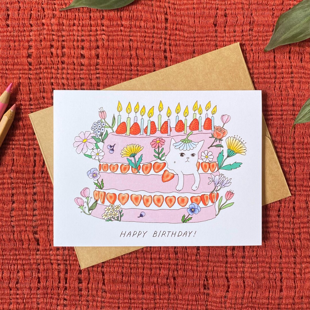 Cute Cat Birthday Card for Friend Birthday Card for Cat Lover Birthday ...