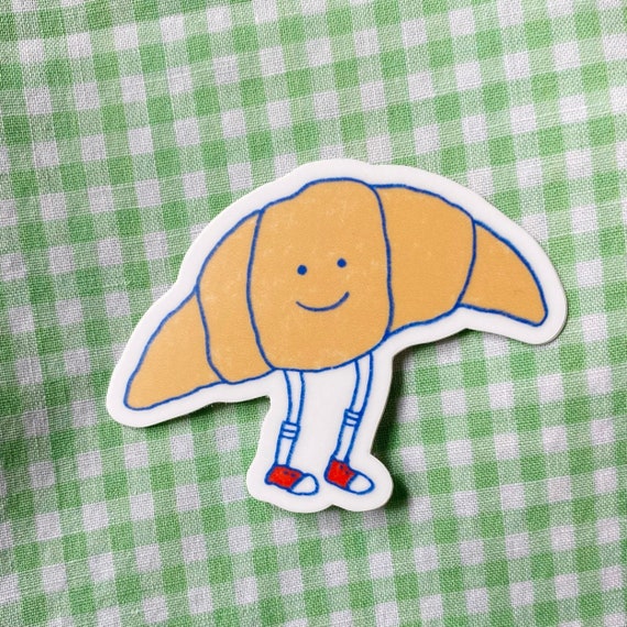 Cute Croissant Sticker Waterproof Sticker for Croissant Lover Cute Sticker Dishwasher Safe Sticker for Water Bottle Sticker Laptop Decor