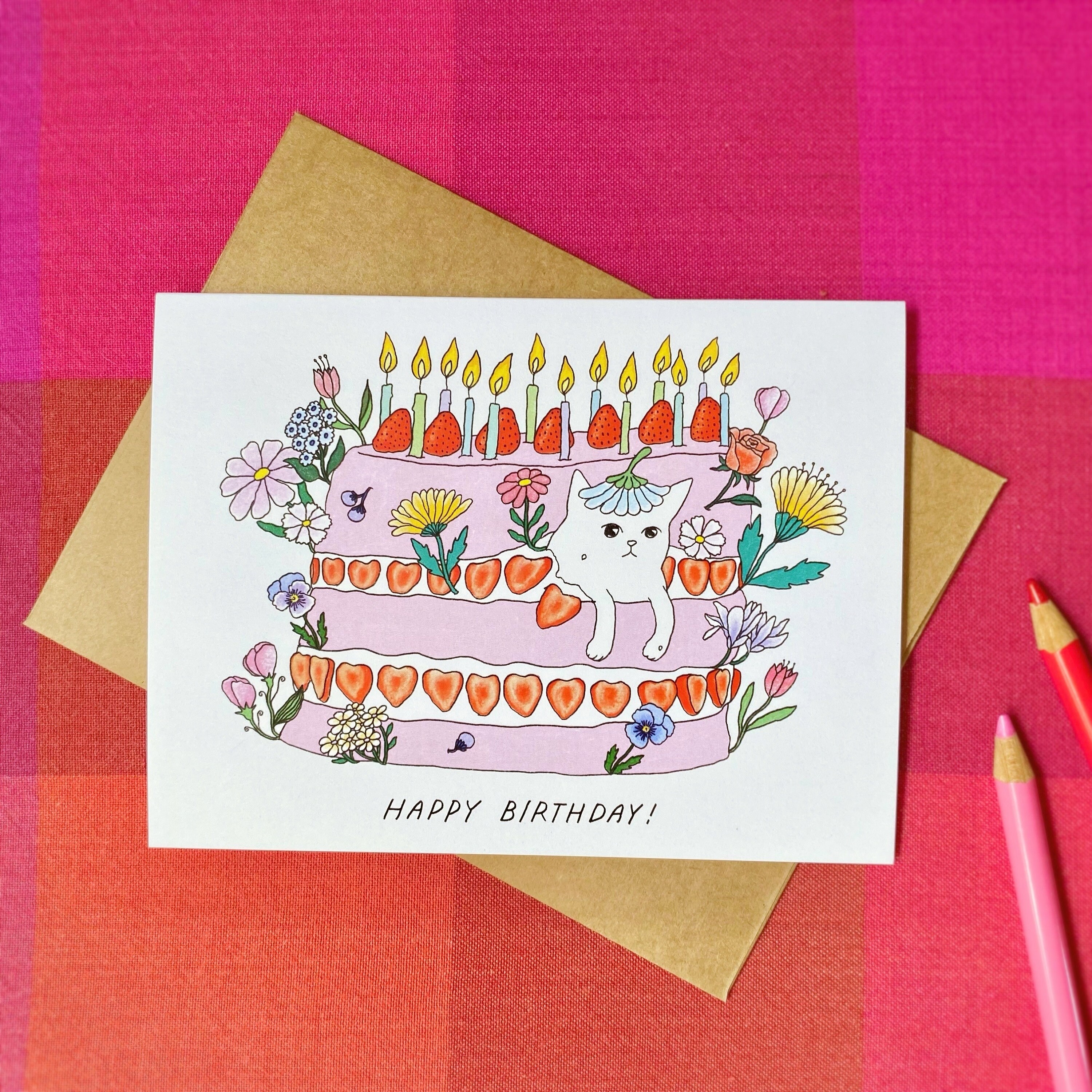 Cute Cat Birthday Card for Friend Birthday Card for Cat Lover - Etsy Canada