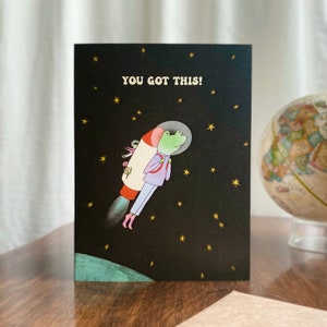 Jolie carte porte-bonheur pour un ami que vous avez obtenu Carte d'encouragement pour un nouvel emploi Carte d'entretien d'embauche Carte d'examen que vous pouvez faire Carte pour amateur de grenouilles