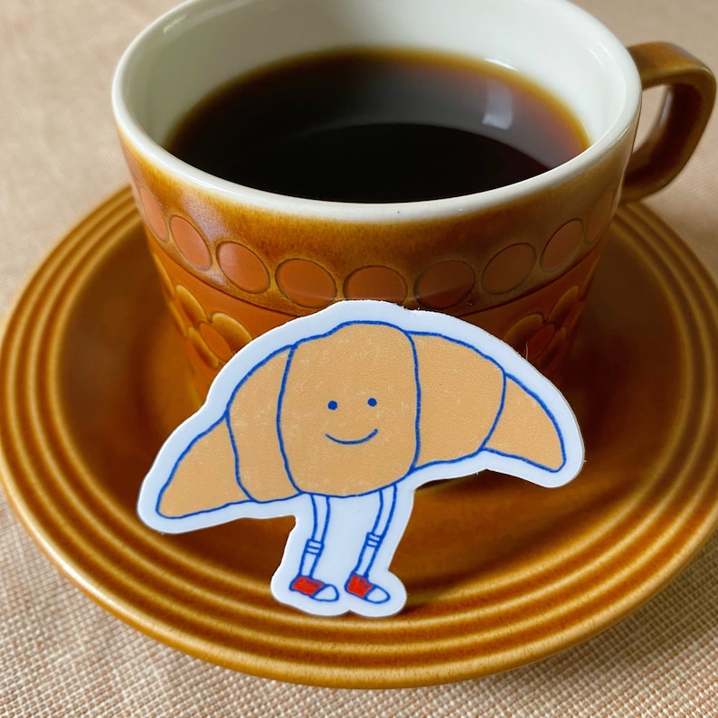 Cute Croissant Sticker Waterproof Sticker for Croissant Lover Cute Sticker Dishwasher Safe Sticker for Water Bottle Sticker Laptop Decor bild 4
