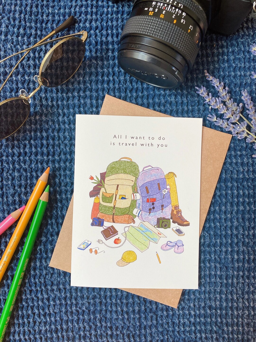 Cute Just Because Card for Partner Birthday Card Backpacker Love You ...