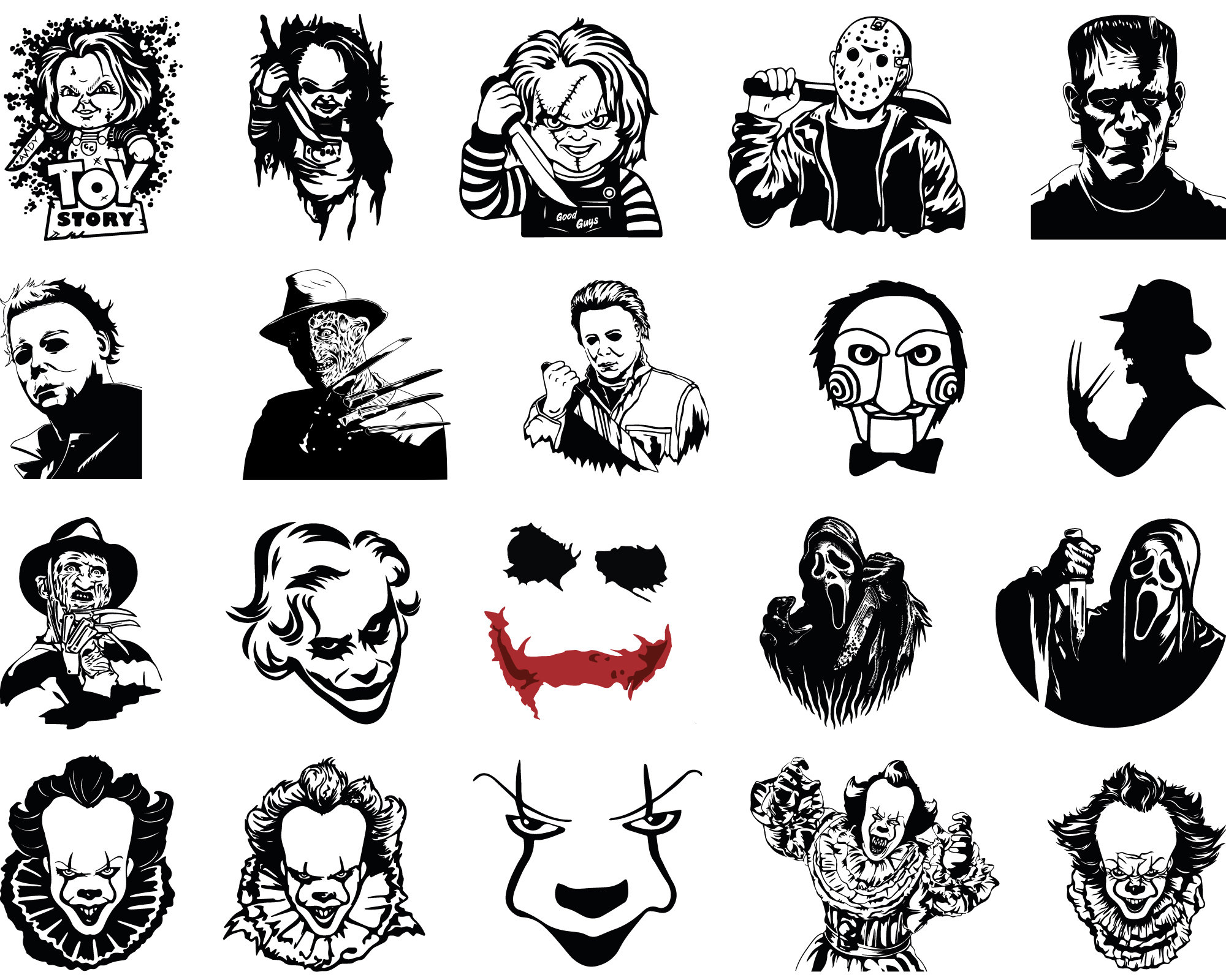 Horror Svg Movie Characters Svg Bundle Scary Characters | Etsy