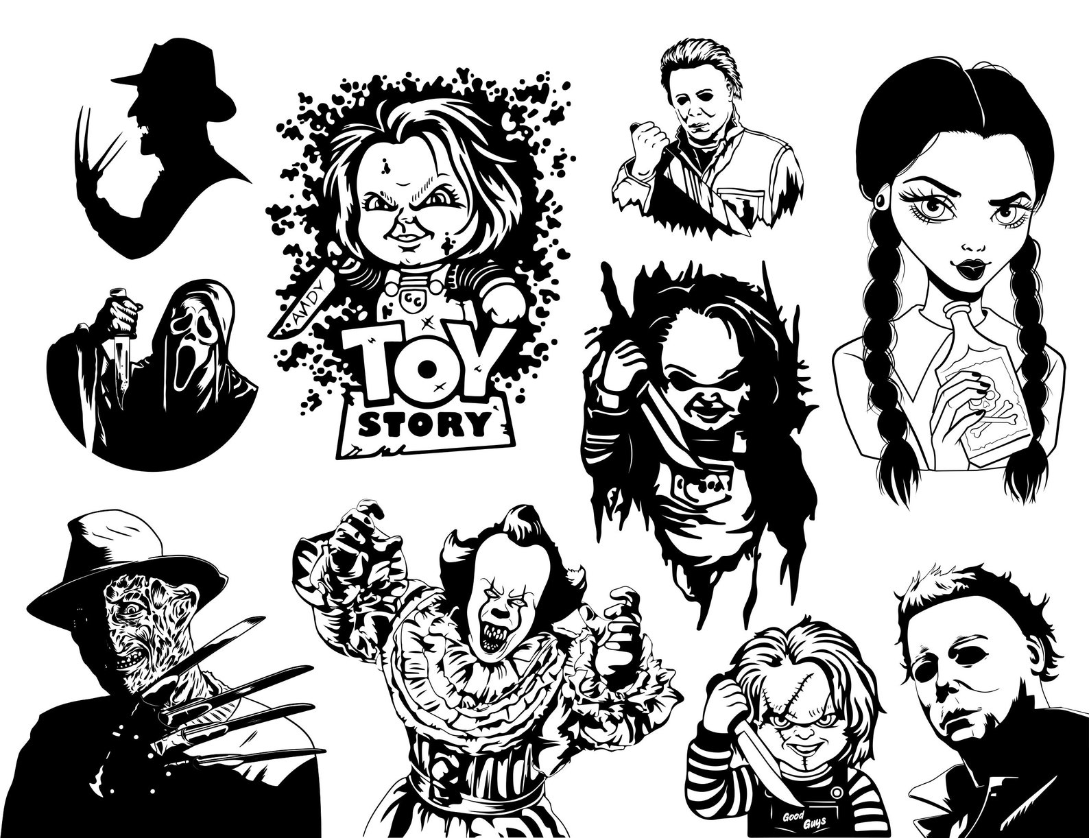 Horror Svg Movie Characters Svg Bundle Halloween Svg | Etsy