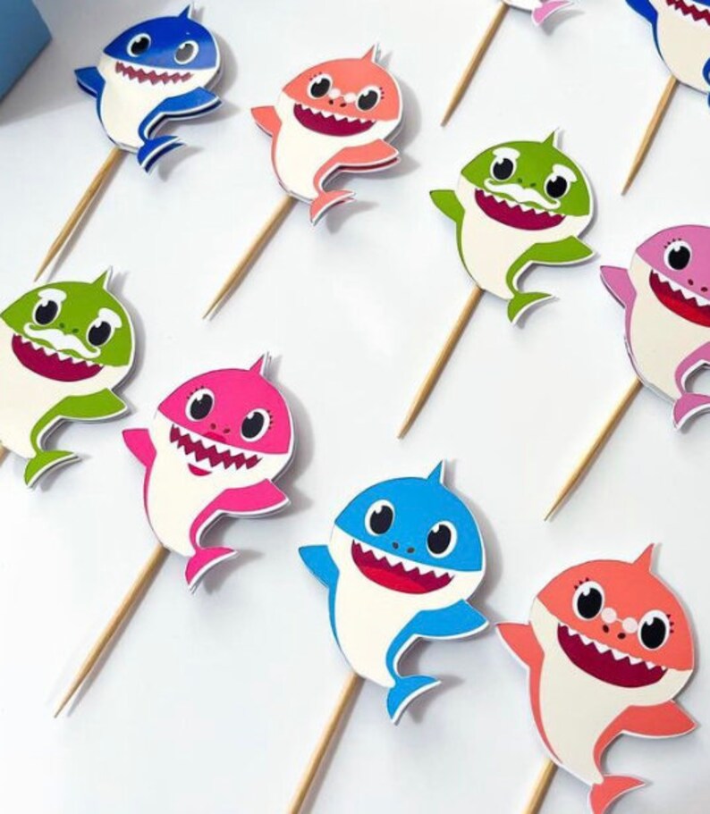 Baby Shark Cupcake Toppers Cupcake Topper Pinkfong Etsy
