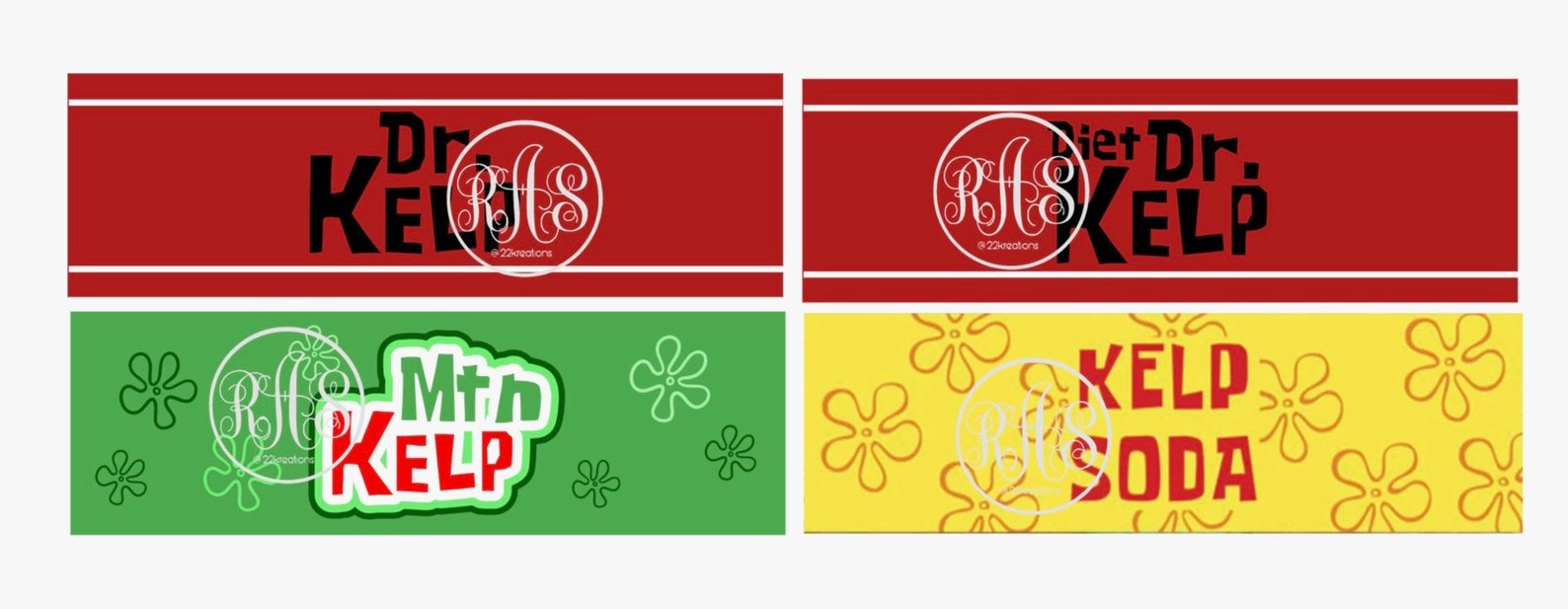 4pc Spongebob Soda Labels Dr Kelp Soda Labels Diet Dr Etsy