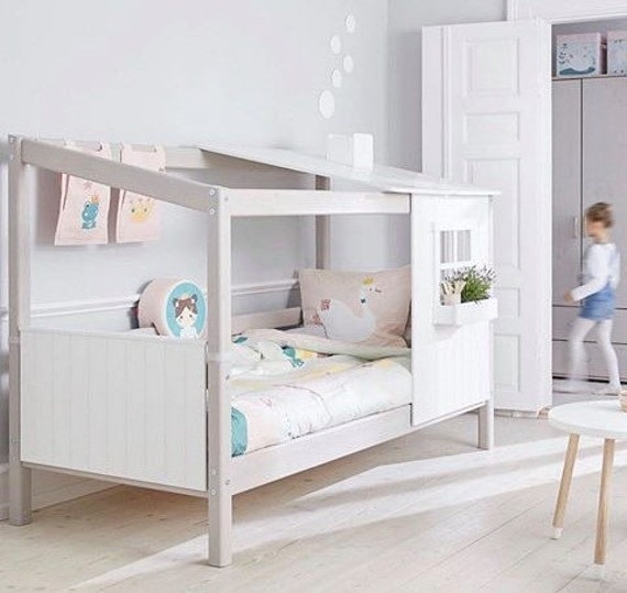 Rised house bed, Wooden frame bed, Montessori house bed, Kids bed, Full, Twin, Crib, Queen