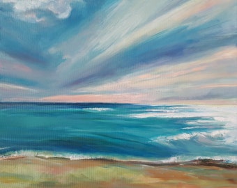 Oil painting on canvas. 70x60cm. Adriatic Sea. Sea. Beach.