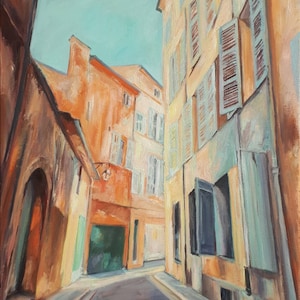 oil painting on canvas. 50x60cm. Street in Aix. Provence. France.