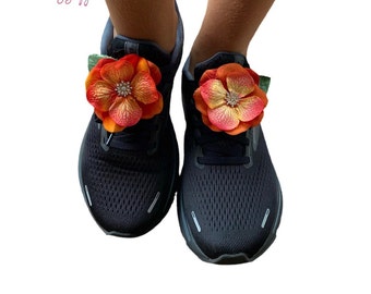 Pretty Hydrangea Orange Flower/ Shoelace Tie Ups/Sneakers/ Boots/Roller Skates