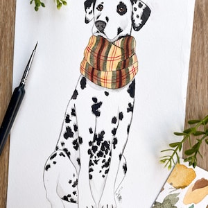 MINI Custom Pet Portrait handmade, handpainted illustration(One dog)