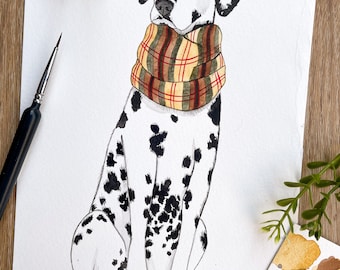 MINI Custom Pet Portrait handmade, handpainted illustration(One dog)