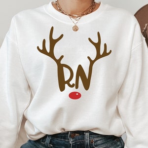 Reindeer Registered Nurse Sweater, Xmas Nursing Sweat, RN Christmas Sweatshirt, Gift Ideas For Nurse, RN Custom Clothing