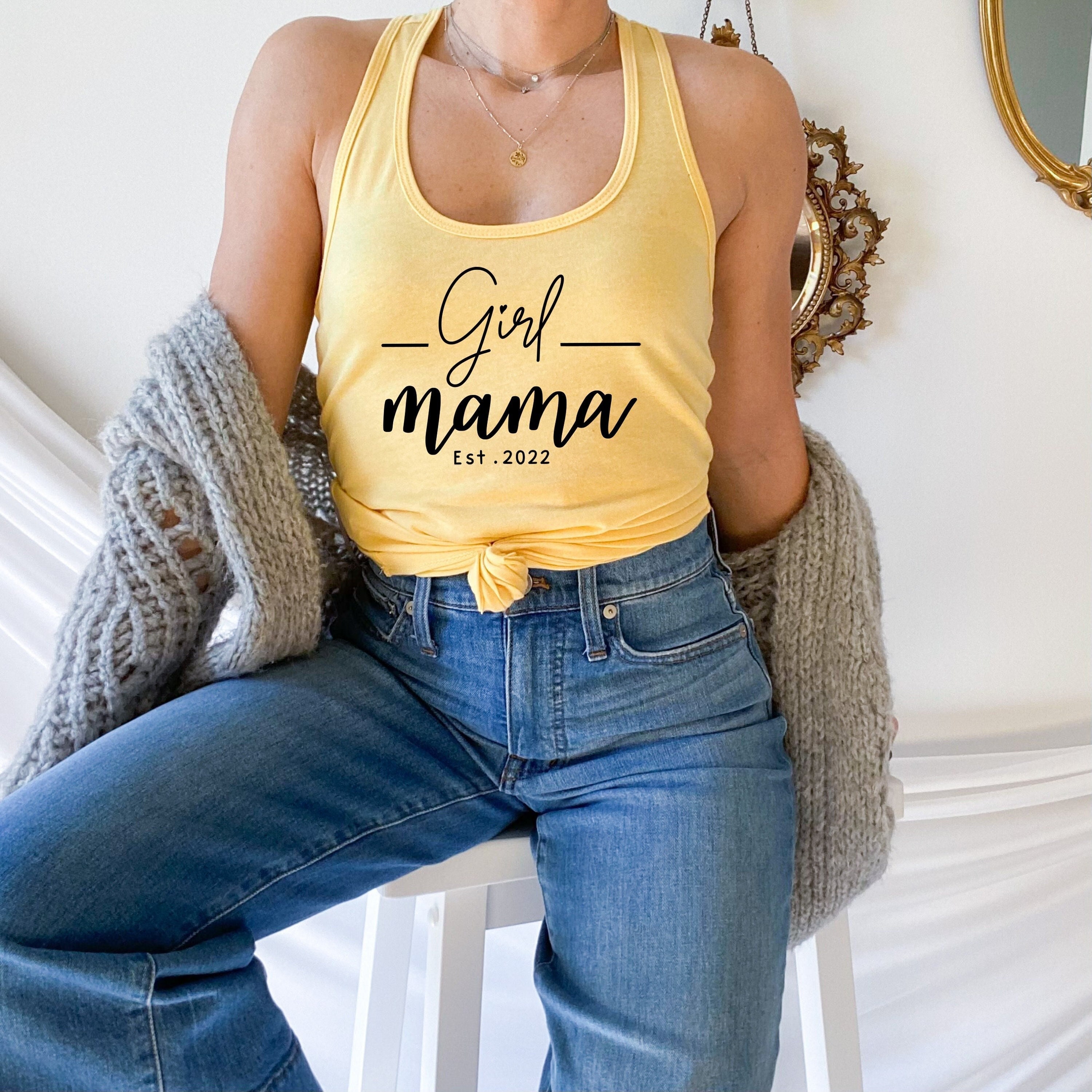 Mothers Day Tank Top Mother's Daughter Racerback Mom Est - Etsy