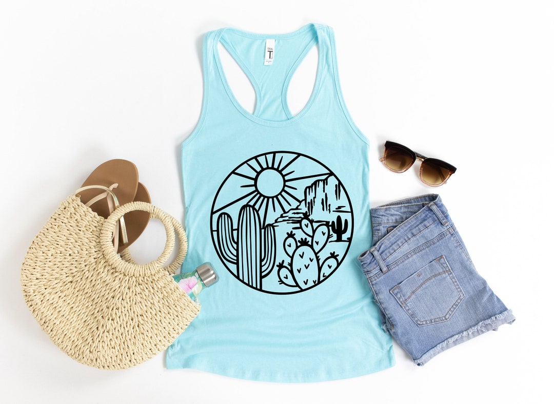 Desert Tank Top, Cactus Plants Tank Top, Southwestern Themed, Vintage