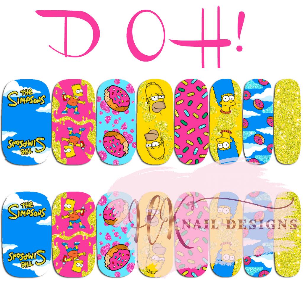 Simpson Mini Wrap DOH- Simpsons Nail Polish Wraps, Easy DIY Nail Art - Etsy