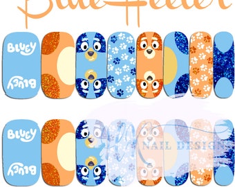 Adesivi per unghie con motivo Blue Heeler / Manicure sicura per bambini a tema cuccioli - SCORTE LIMITATE