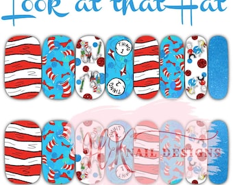 Olha só esse chapéu! – Adesivos de unhas inspirados no Gato de Chapéu