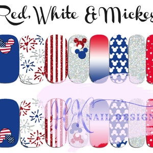 Red, White and Mickey Nail Wraps