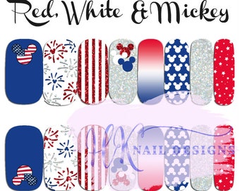 Red, White and Mickey Nail Wraps