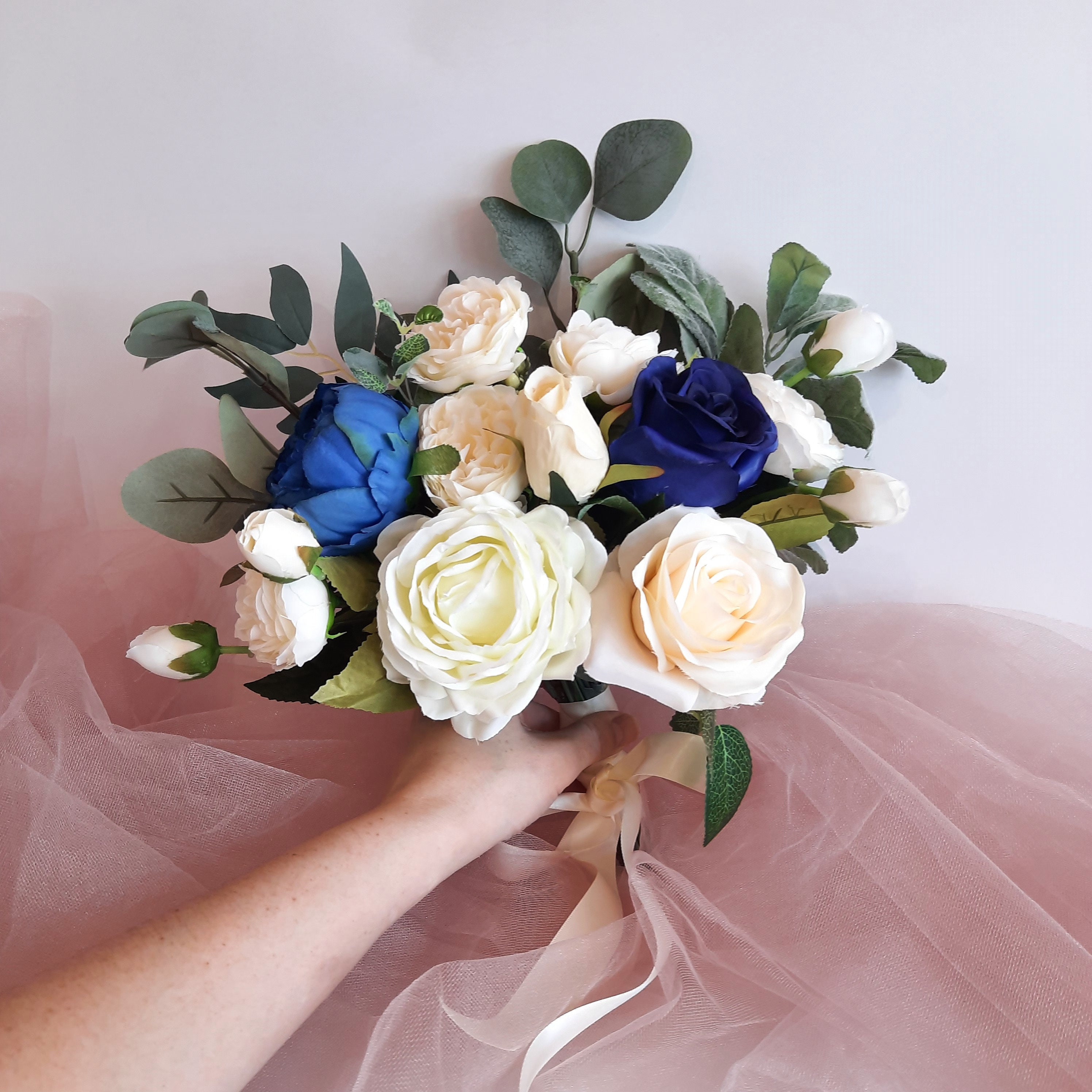 Wedding bouquets Bridal bridesmaids bouquets Blue wedding Etsy