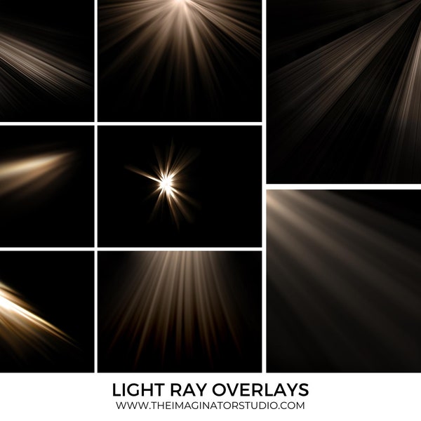 Superposiciones de rayos de luz / Superposiciones de rayos solares / Luz divina / Superposición de Photoshop / Fotografía / Efecto de luz / Superposición digital