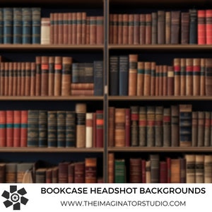 Bookcase Backdrop | Books | Cinematic Headshot Background | Digital Background | Photoshop Background |  Digital Background for Photography