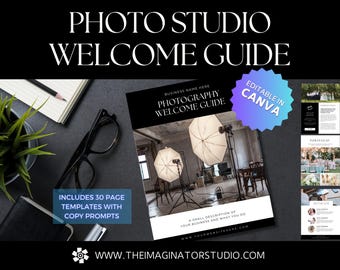 Photography Welcome Guide Template, New Client guide for photographers, photo studio template, canva template, magazine template, pricing