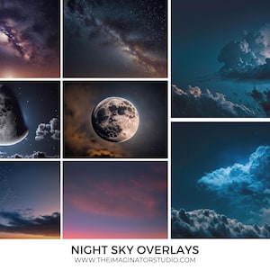 Night Sky Backgrounds | Digital Backgrounds | Photoshop | Photography | Moon Background | Milky Way Background | Sky overlays | Fantasy Sky