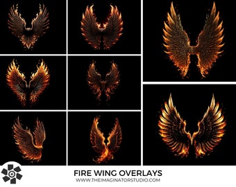 Fire Wing Overlays | Digital Wing Overlays | Photoshop Overlays | Wing PNG | Phoenix Wing Overlays | Digital Background | Fantasy Art | Wing