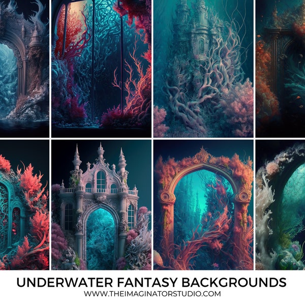 Underwater Fantasy Backgrounds for little mermaid composites siren and mermaid digital backgrounds mermaid backdrops mermaid photoshop siren