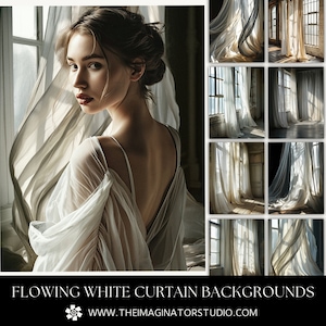 Flowing White Curtain Backdrops | Digital Backgrounds | Digital Backdrops | Photoshop | Fine Art Photography | Photo Editing | Sheer Fabric