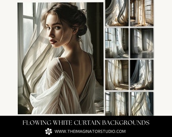 Flowing White Curtain Backdrops | Digital Backgrounds | Digital Backdrops | Photoshop | Fine Art Photography | Photo Editing | Sheer Fabric