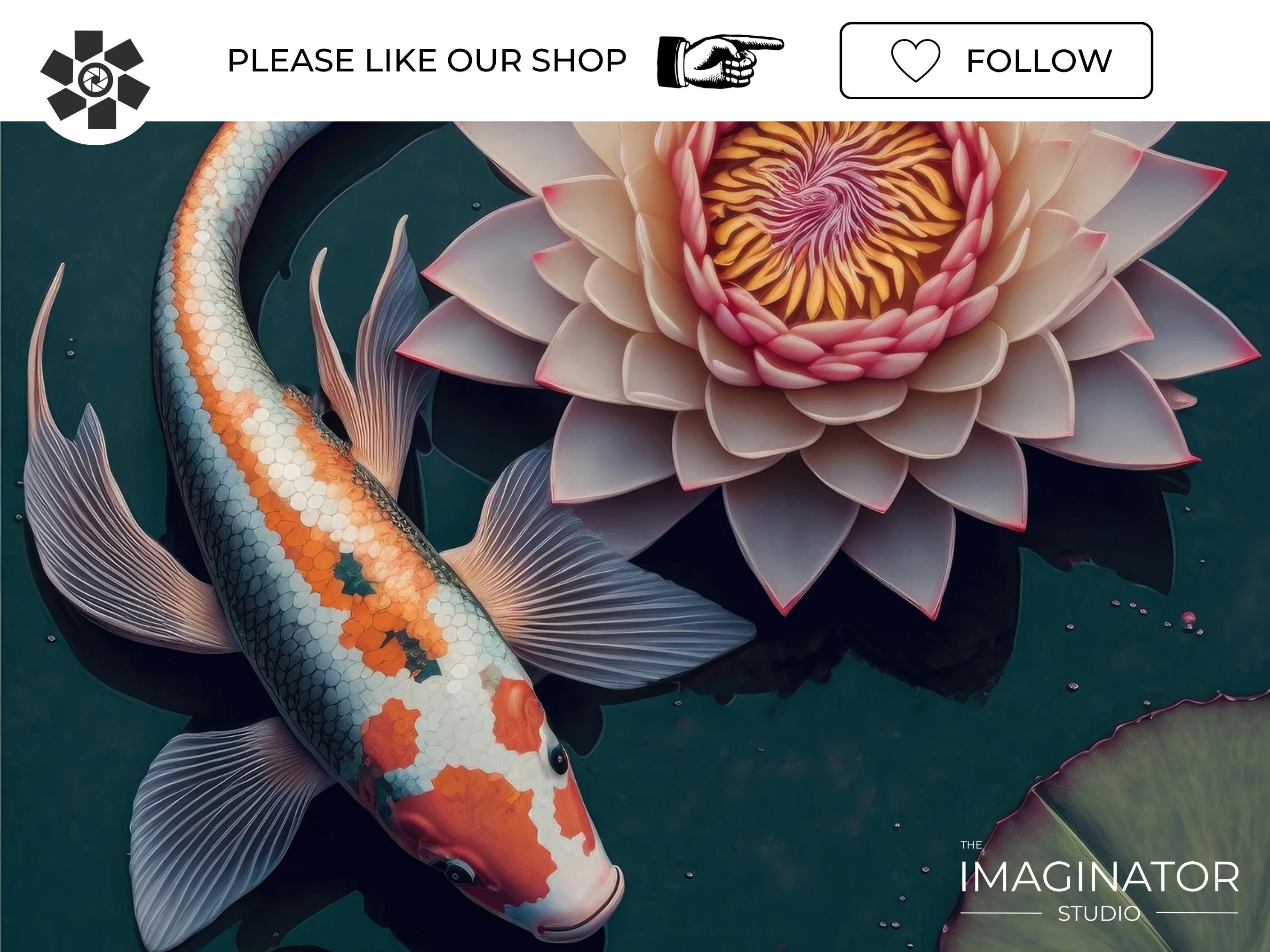 Koi Pond Digital Backgrounds | Koi | Water Lily | Lotus Flower