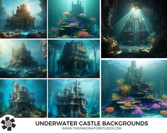 Underwater Castle Background | Mermaid digital background | digital backdrop | Siren | Photoshop | Photography | Under The Sea | Castle