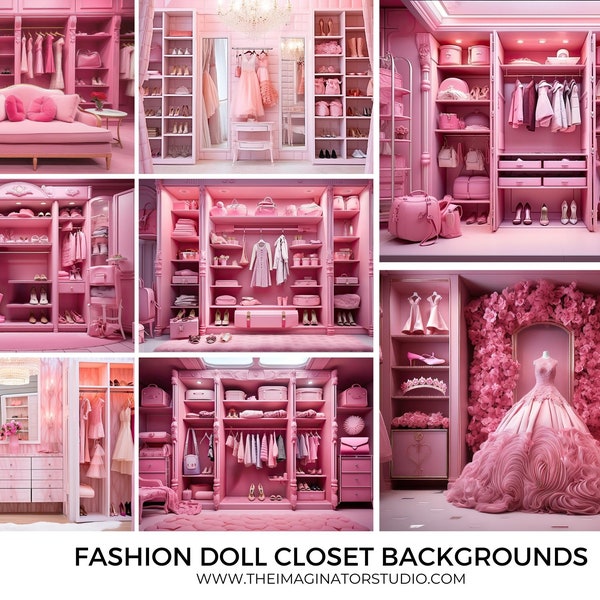 Pink Fashion Doll Closet Background | Doll Backdrop | Digital background | Digital Backdrop | Photoshop | Photography | Overlay | Dream Doll